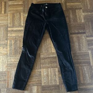 7 For All Mankind Black Velvet Skinny Pants